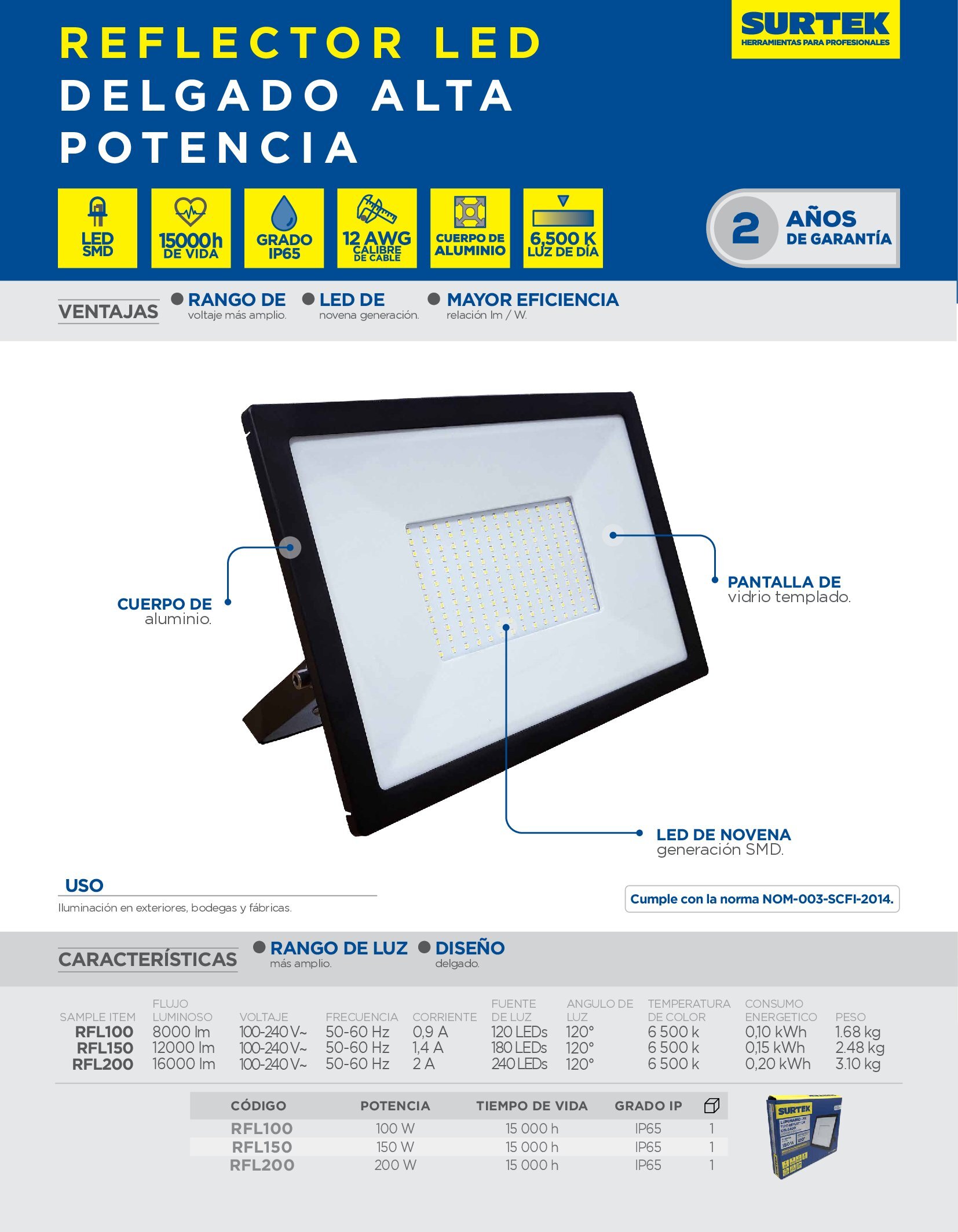 REFLECTOR LED DELGADO SURTEK RFL200 200 WATTS - Image 2