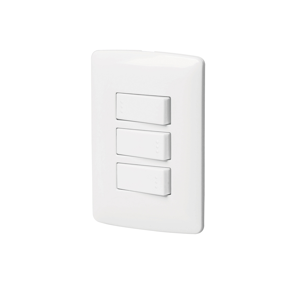 PLACA CON 2 INTERRUPTORES SENCILLOS + INTERRUPTOR DE 3 VÍAS VOLTECK 46464 SENCILLO