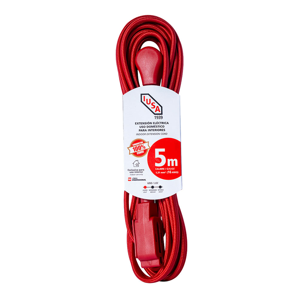 EXTENSIÓN ELECTRICA DOMESTICA IUSA 620036 ROJA 5 METROS