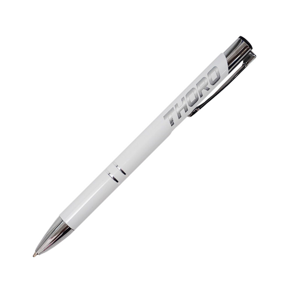 BOLIGRAFO RETRACTIL THORO BLANCO ACERO PUNTA MEDIA - Image 2