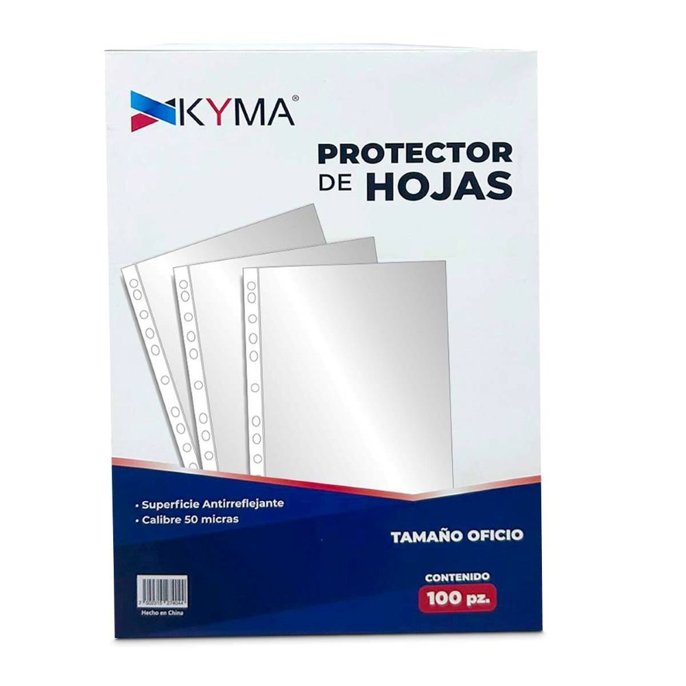 PROTECTOR DE HOJAS KYMA PHKTO-050-ANT TAMAÑO OFICIO PAQUETE CON 100 PIEZAS