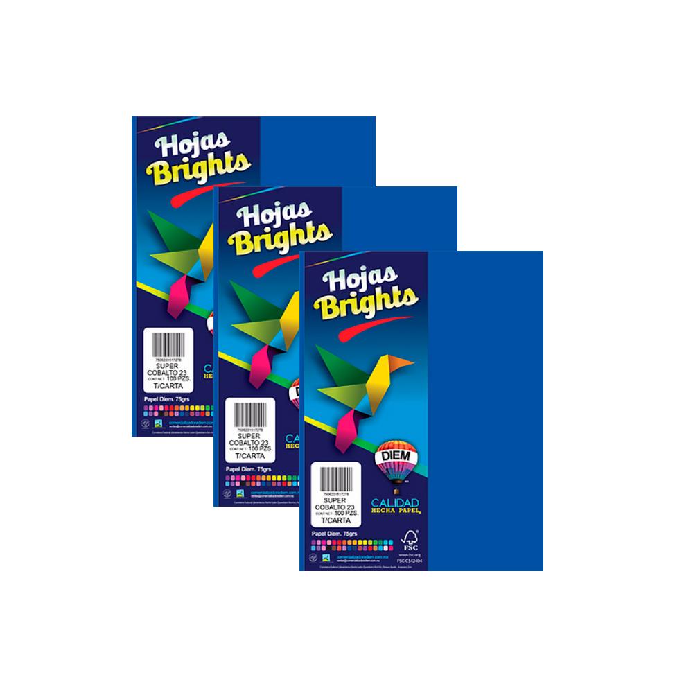 HOJA DE PAPEL DIEM BRIGHTS PAQUETE CON 100 PIEZAS SUPER COBALTO 23 NEON TAMAÑO CARTA 75 GRAMOS - Image 2