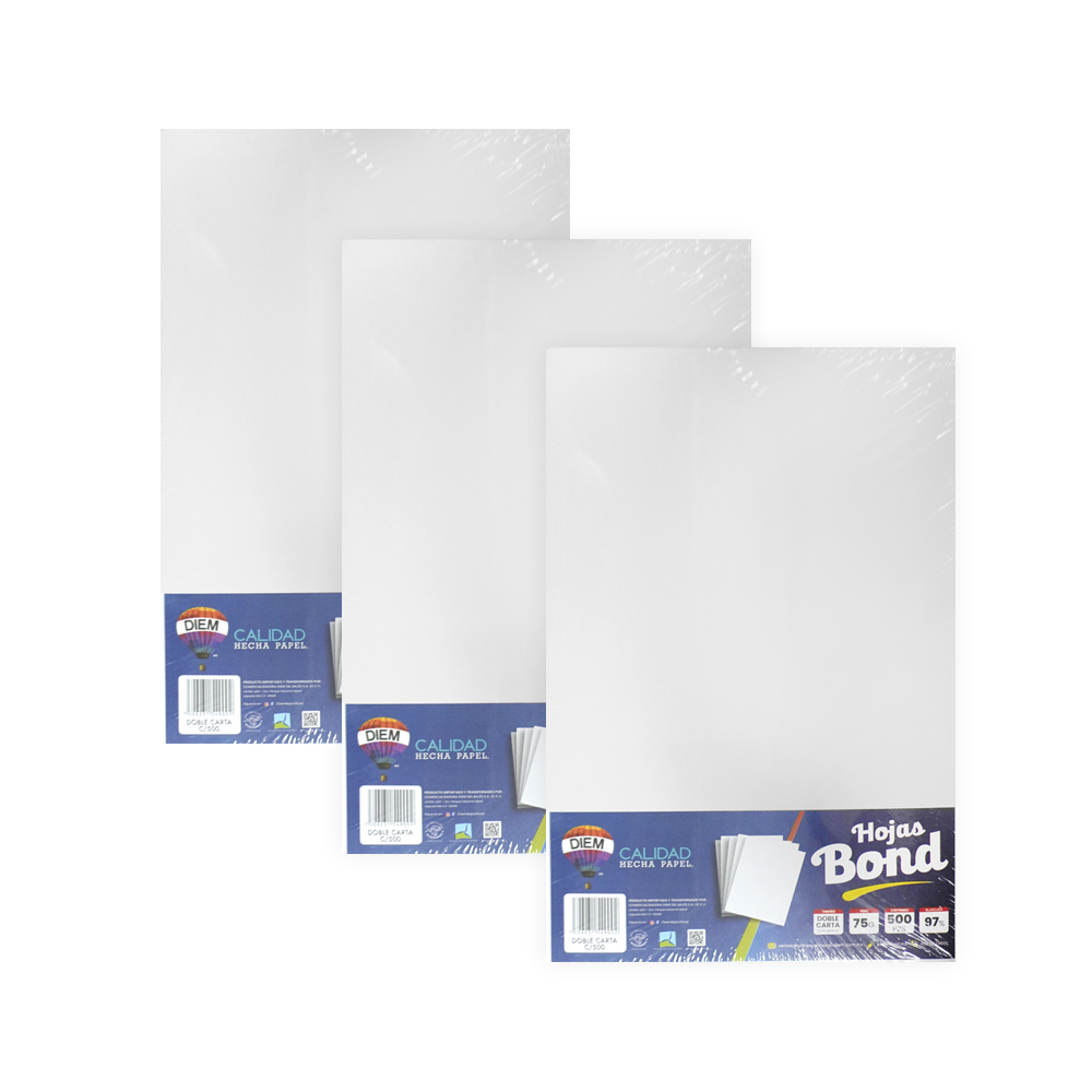 HOJA DE PAPEL DIEM BOND PPBDDOBCAR PAQUETE 500 PIEZAS TAMAÑO DOBLE CARTA 27.94 X 43.18 CENTIMETROS - Image 3