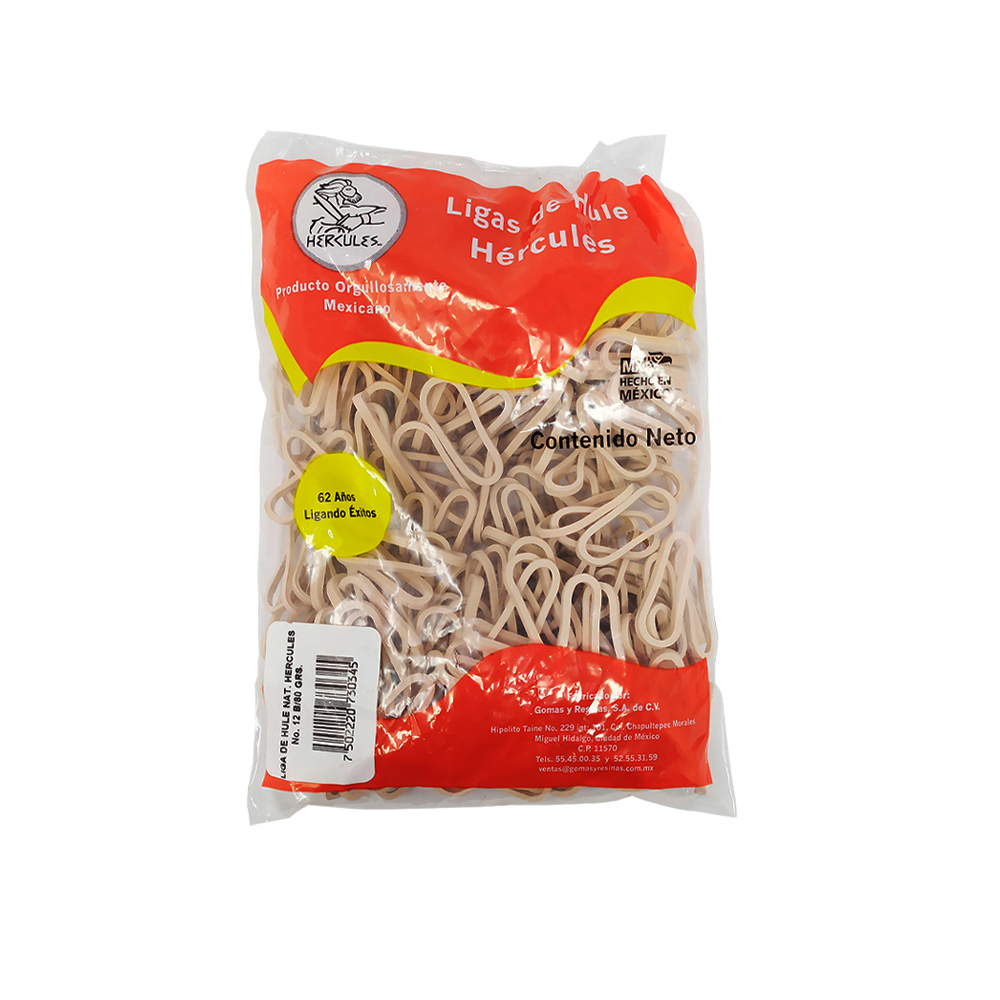 LIGA DE HULE HERCULES NUMERO 12 NATURAL 80 GRAMOS