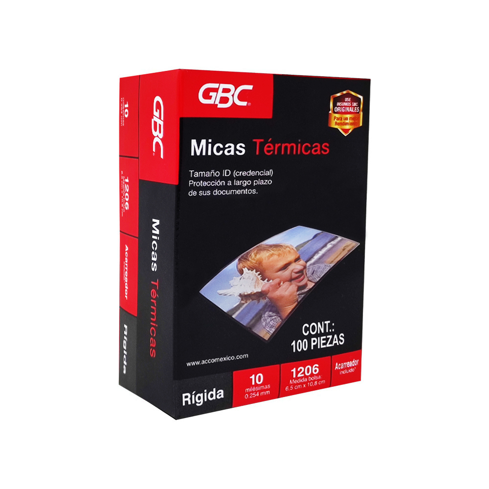 MICA TERMICA ACCO GBC M130156 1206 PAQUETE CON 100 PIEZAS 10 MILESIMAS 6.5 X 10.8 CENTIMETROS
