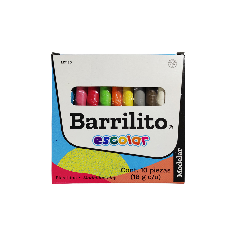 PLASTILINA ESCOLAR BARRILITO MX180 CON 10 BARRAS