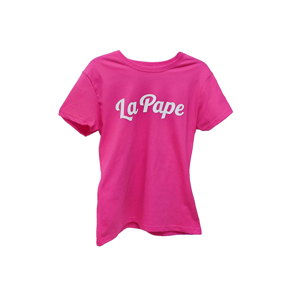 PLAYERA CUELLO REDONDO "LA PAPE" ROSA TALLA GRANDE MUJER