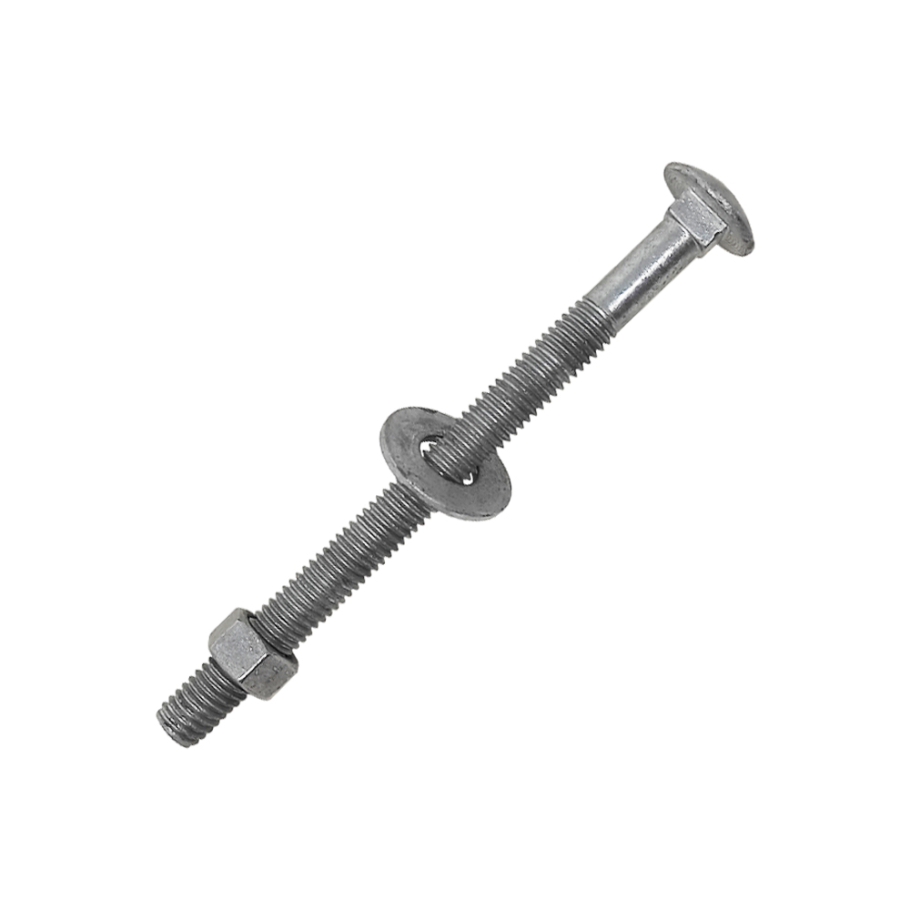 TORNILLO COCHE 3/8''-16X5'' CUERDA PARCIAL ESAMBLE CON TUERCA Y RONDANA PLANA. GRADO A307 GIC
