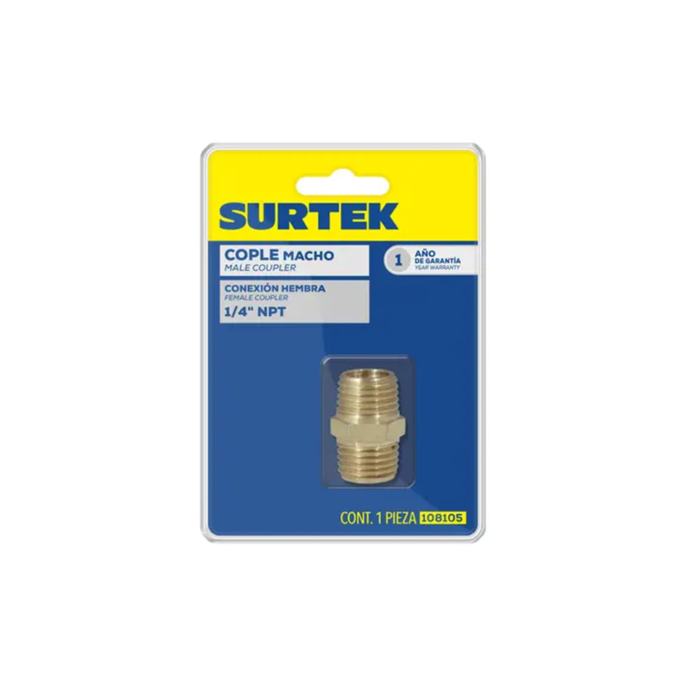 NIPLE MACHO 1/4'' NPT SURTEK 108105