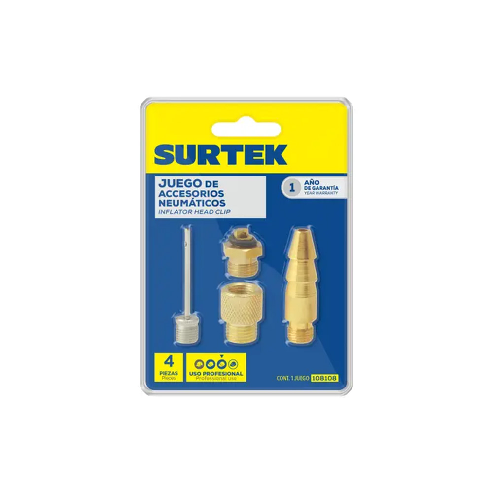 JUEGO ACCESORIOS NEUMÁTICOS CON VÁLVULAS PARA INFLAR SURTEK 108108
