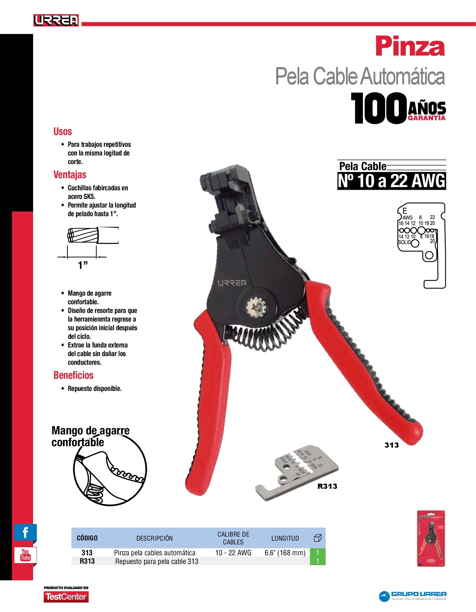 PINZA PELACABLES URREA 313 AUTOMATICA - Image 2