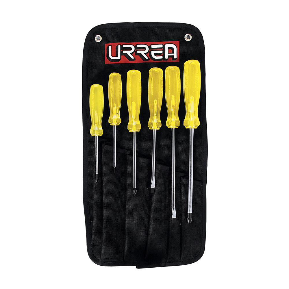 JUEGO DE DESTORNILLADORES URREA 9600G CON 6 PIEZAS AMBAR COMBINADOS