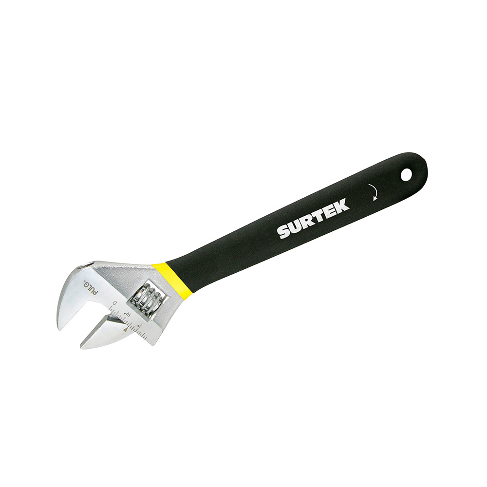 LLAVE AJUSTABLE SURTEK 510P CROMADA CON MANGO GRIP DE PLASTISOL 10''
