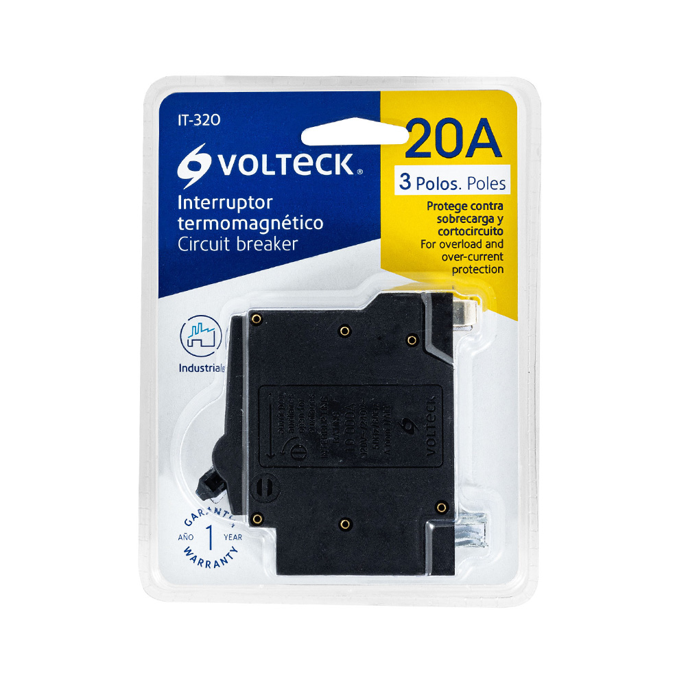 INTERRUPTOR TERMOMAGNÉTICO VOLTECK IT-320 3 POLOS 20 A