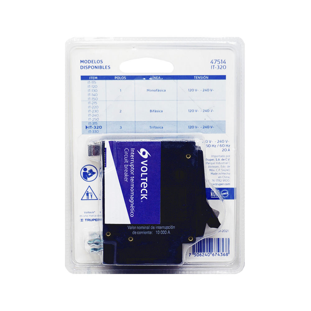 INTERRUPTOR TERMOMAGNÉTICO VOLTECK IT-320 3 POLOS 20 A - Image 3