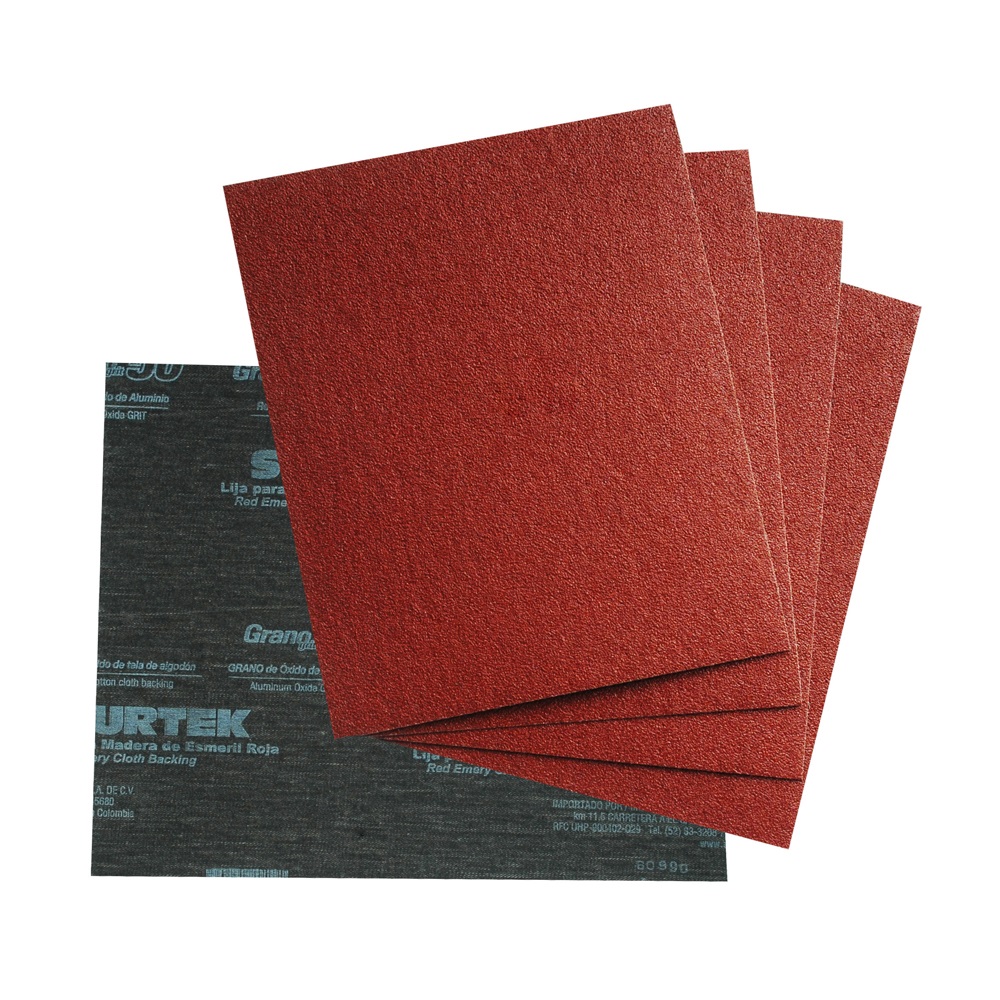 LIJA DE ESMERIL GRANO 80 DE ÓXIDO DE ALUMINIO 9 X 11 PULGADAS ROJO SURTEK LER80