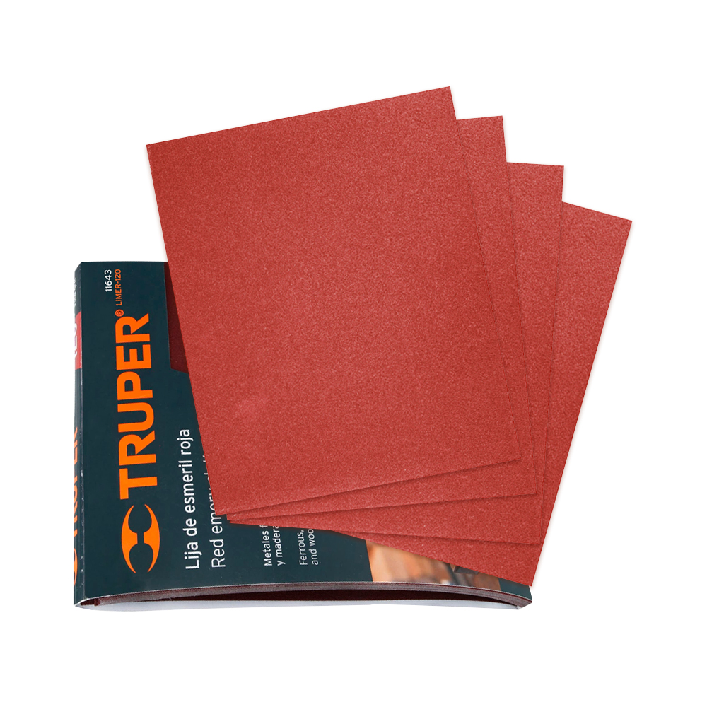 LIJA DE ESMERIL ROJA GRANO 120 TRUPER LIMER-120