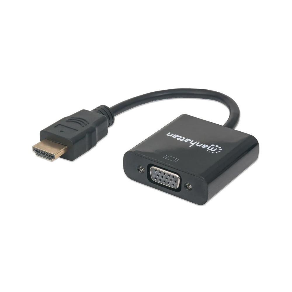 CONVERTIDOR HDMI A VGA MANHATTAN, HDMI, VGA, MICRO-USB, MACHO/HEMBRA, NEGRO