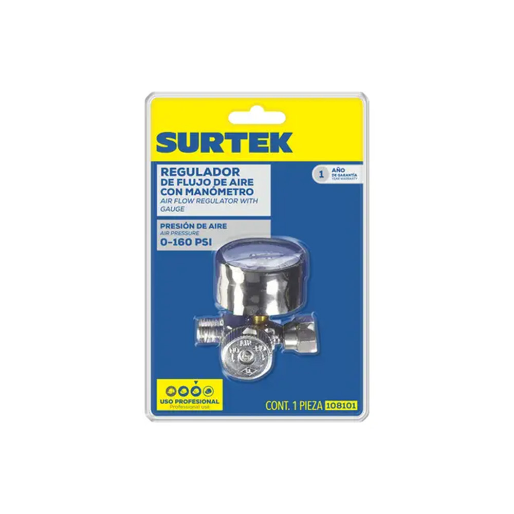 REGULADOR AIRE CON MANÓMETRO 160PSI SURTEK 108101
