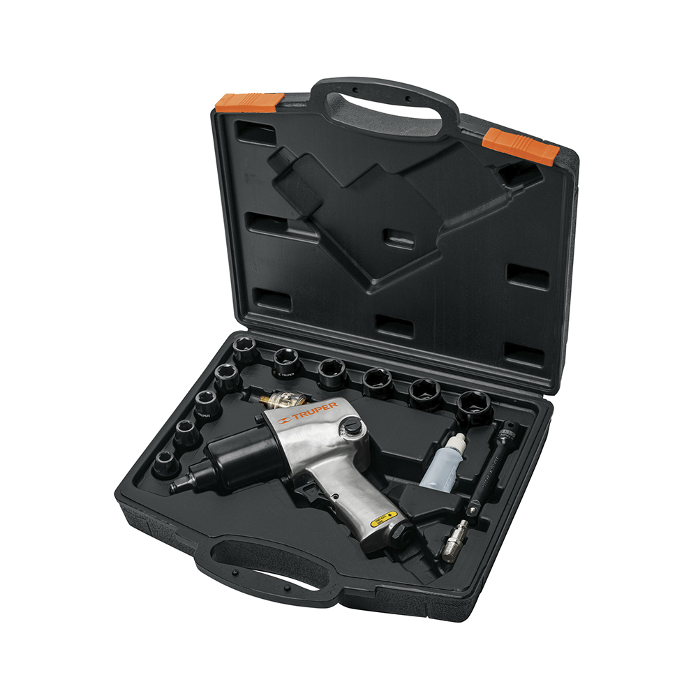 KIT DE LLAVE DE IMPACTO IND. CON ESTUCHE PLASTICO TRUPER TPN-734H-2K 1/2''