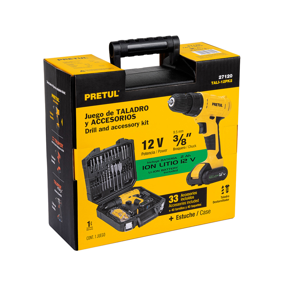 KIT DE TALADRO INALAMBRICO TRUPER PRETUL TALI-12PK2 DE 3/8 PULGADAS CON 12 VOLTIOS - Image 3