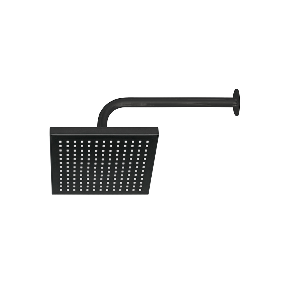 REGADERA CUADRADA DE ABS FOSET R-405M ACABADO NEGRO MATE 8 PULGADAS