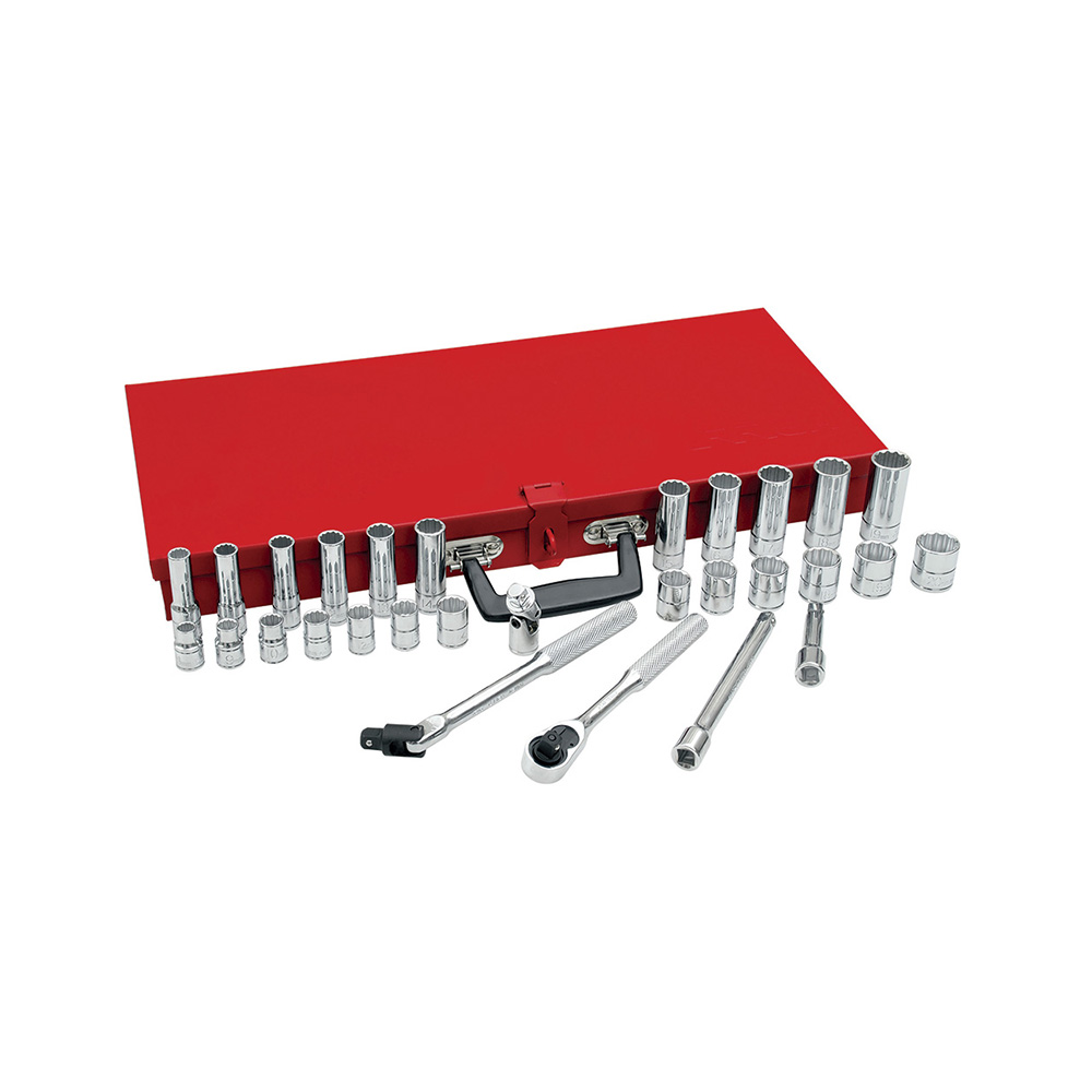 JUEGO DE DADOS LARGOS Y ACCESORIOS URREA 52222 CON 30 PIEZAS DE 3/8''