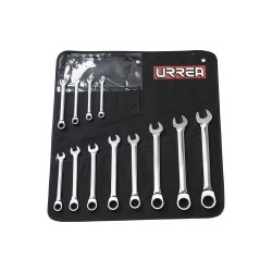 JUEGO DE LLAVES COMBINADAS URREA 1201MCM PAQUETE CON 15 PIEZAS DE MATRACA METRICAS 5/16''