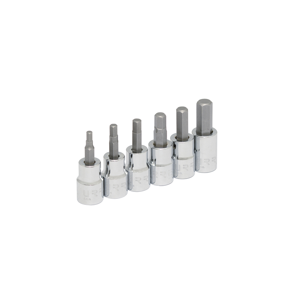 JUEGO DE DADOS URREA 4990M6 CON 6 PIEZAS PUNTA HEXAGONAL METRICOS 3/8''