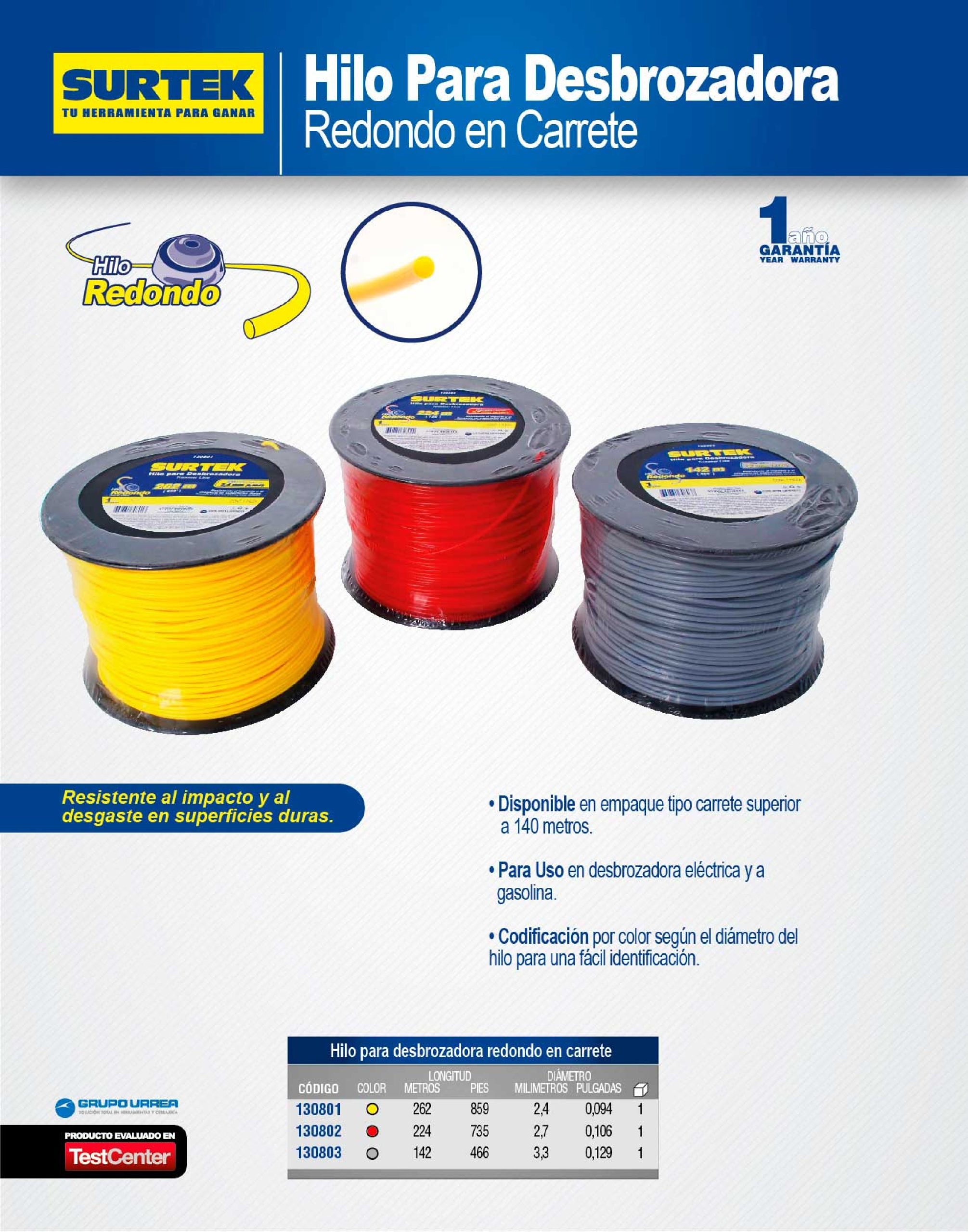 HILO DE NYLON PARA DESBROZADORA SURTEK 130803 3.3 MILIMETROS X 142 METROS - Image 2