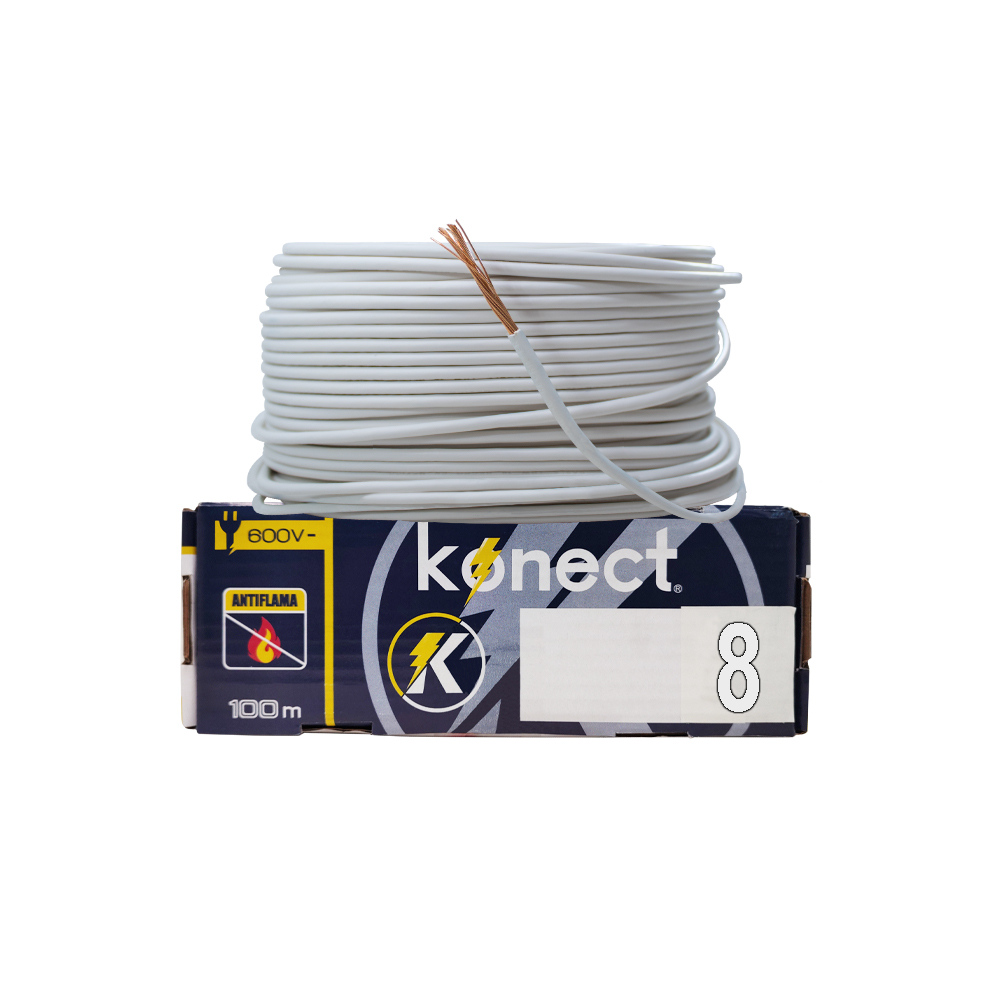 CABLE ELECTRICO CCA UNIPOLAR KONECT #8X100 METROS BLANCO - Image 2