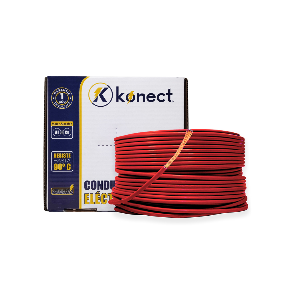CABLE ELECTRICO CCA UNIPOLAR KONECT #10X100 METROS ROJO