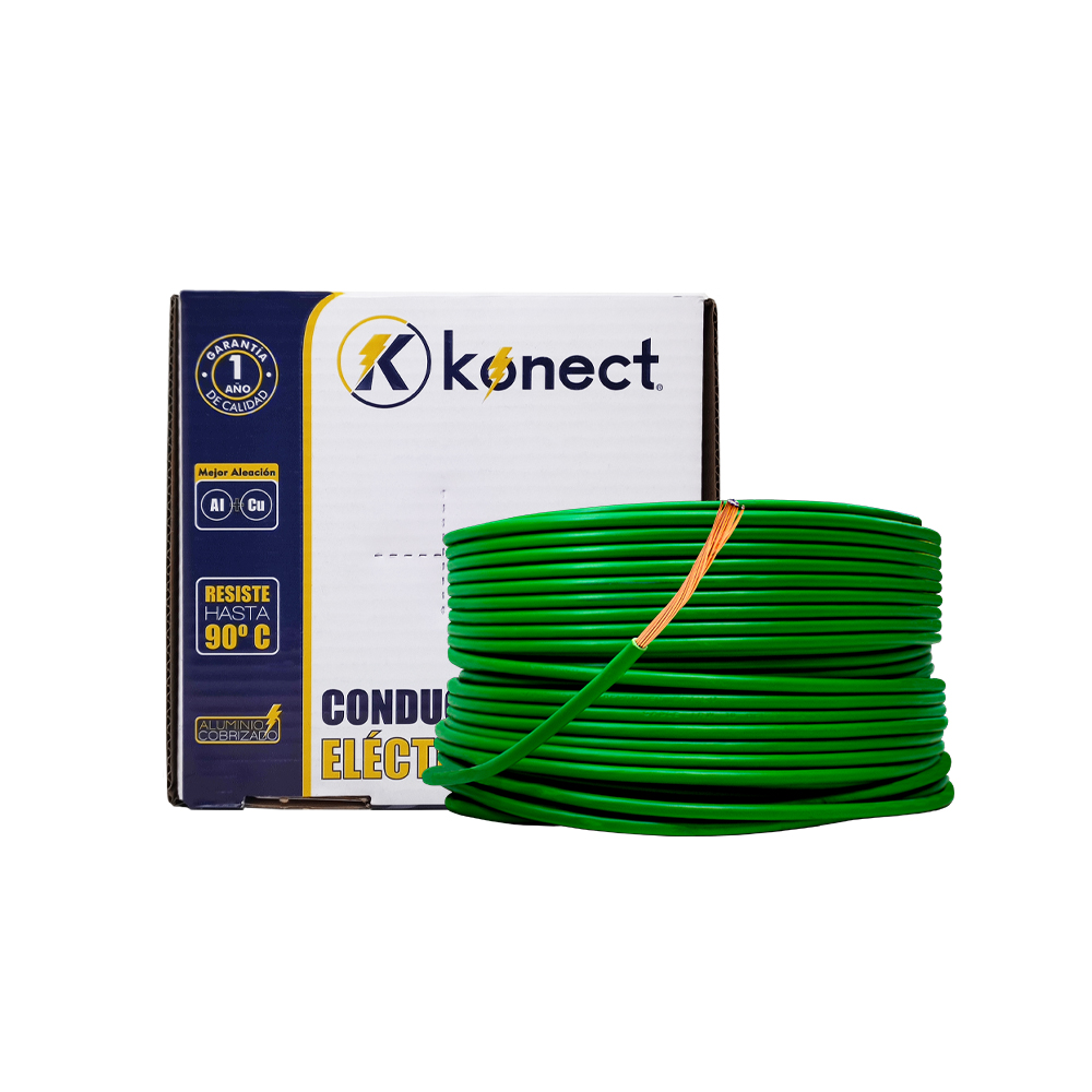 CABLE ELECTRICO CCA UNIPOLAR KONECT #14X100 METROS VERDE