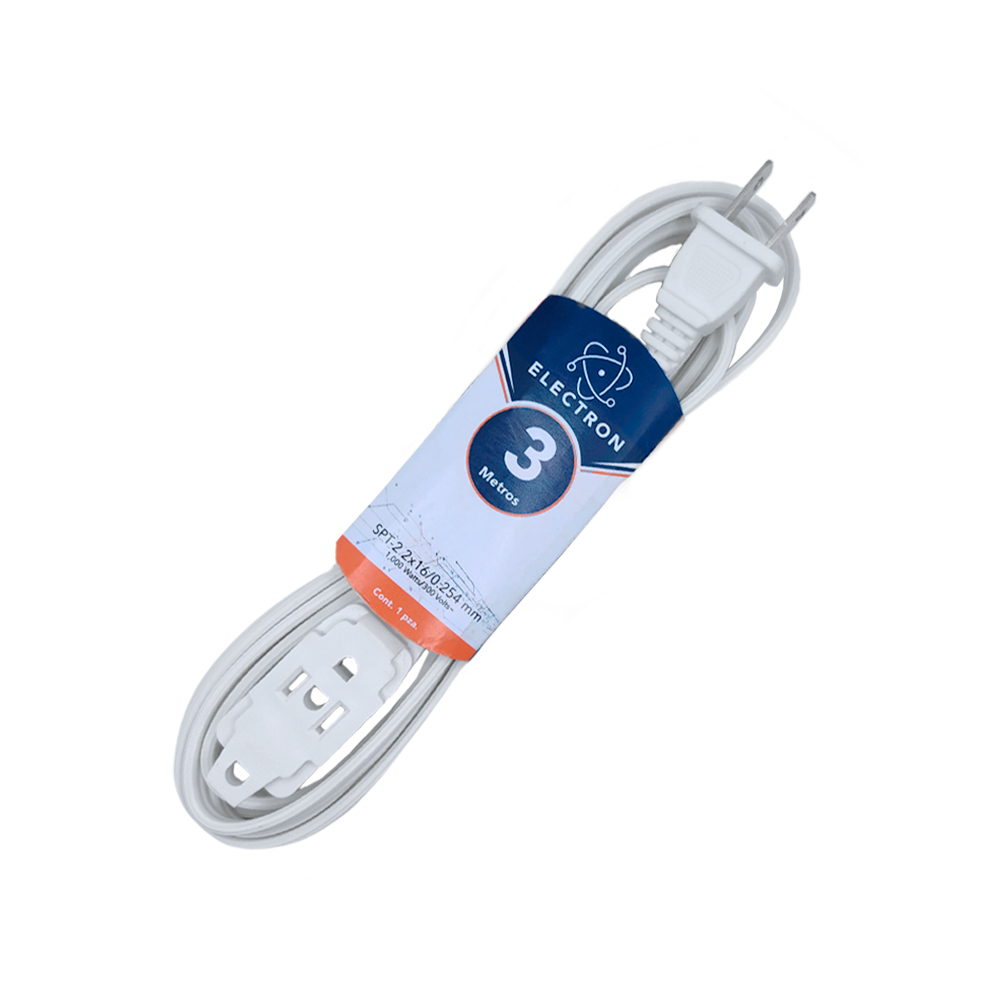 EXTENSION ELECTRICA DOMESTICA KONECT EXTD3M CALIBRE 2X#16 BLANCA 3 METROS