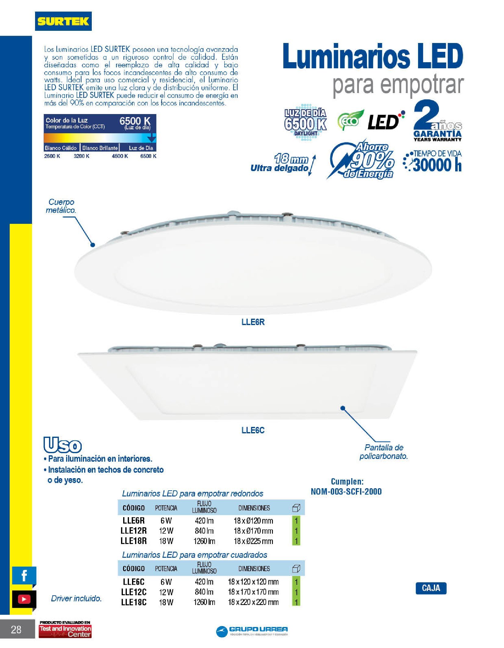 LUMINARIO EMPOTRADO SURTEK LLE18R RED 18 WATTS - Image 2