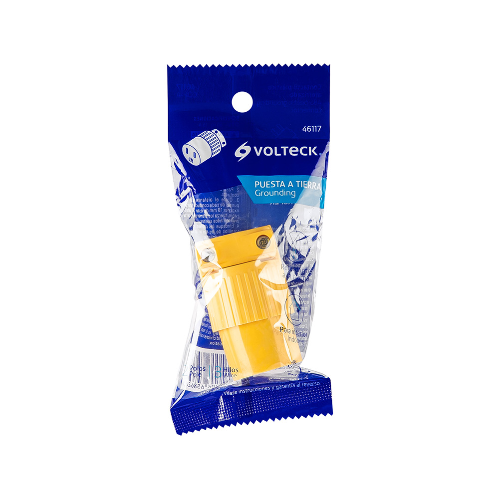 CONTACTO PLASTICO VOLTECK COP-A DE 2 POLOS MAS TIERRA 15 AMPERES Y 127 VOLTS