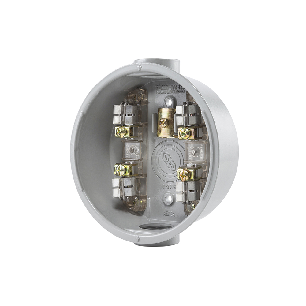 BASE DE MEDIDOR DE LUZ IUSA 221338 4 TERMINALES DE ALUMINIO