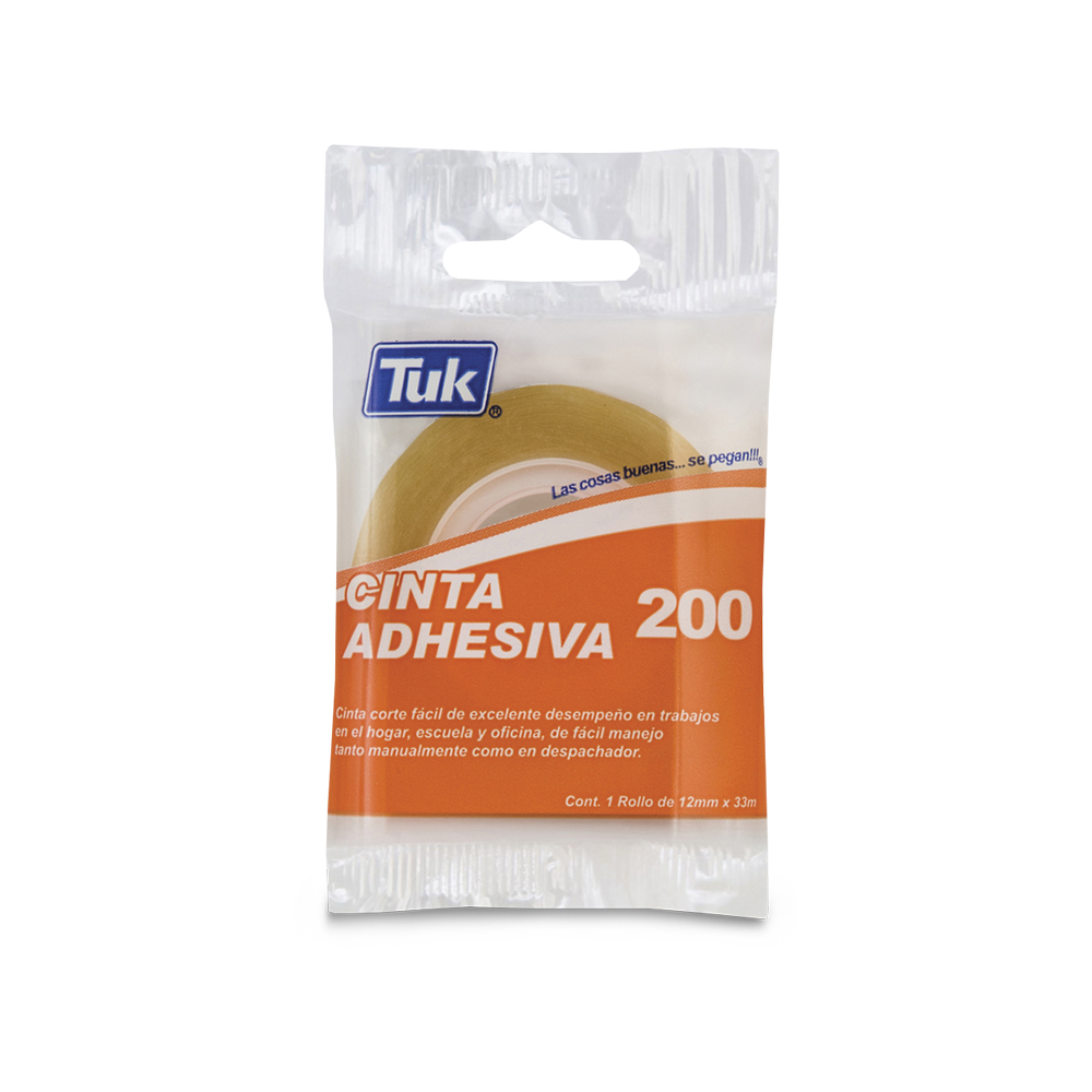 CINTA ADHESIVA TUK 200 TRANSPARENTE 12 MILIMETROS X 33 METROS