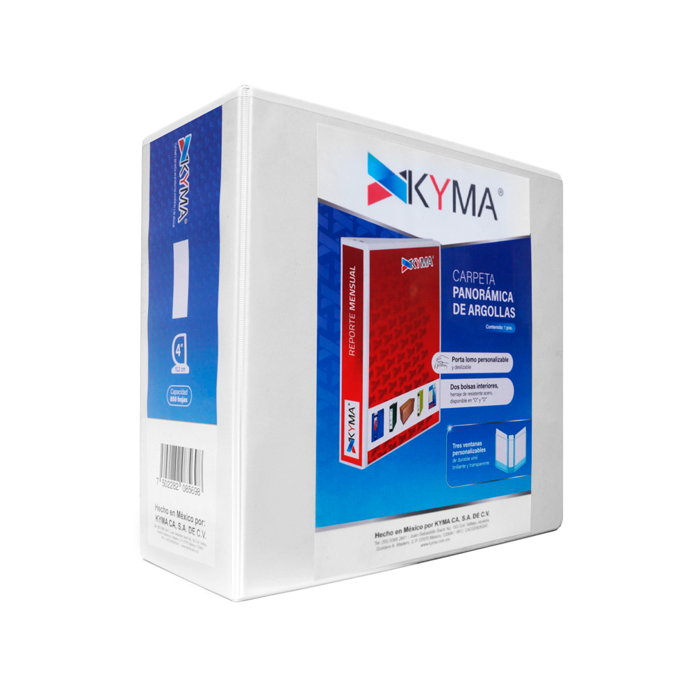 CARPETA DE VINIL KYMA CPKCBHD-400-BCA BLANCA TAMAÑO CARTA CON HERRAJE EN ''D'' DE 4''