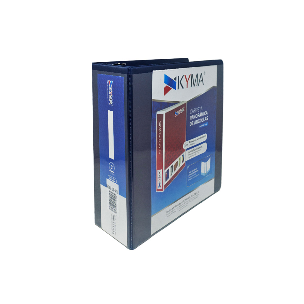 CARPETA PANORÁMICA KYMA CPKCBHO-300-AZM HERRAJE EN "O" DE 3 PULGADAS AZUL MARINO