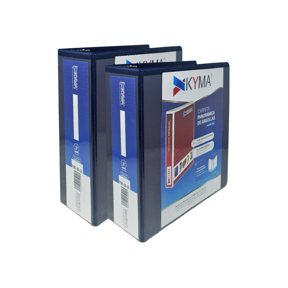 CARPETA PANORÁMICA KYMA CPKCBHO-300-AZM HERRAJE EN "O" DE 3 PULGADAS AZUL MARINO - Image 3