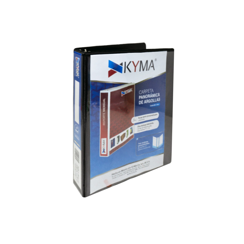 CARPETA PANORÁMICA KYMA CPKCBHO-100-NGR NEGRO CON HERRAJE EN ''O'' DE 1 PULGADA