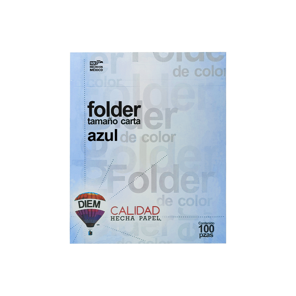 FOLDER TAMAÑO CARTA DIEM PASTEL AZUL 07 PAQUETE CON 100 PIEZAS