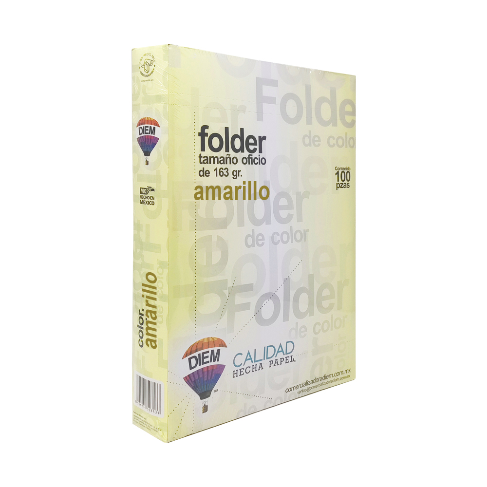 FOLDER TAMAÑO OFICIO DIEM PASTEL AMARILLO PAQUETE CON 100 PIEZAS - Image 2