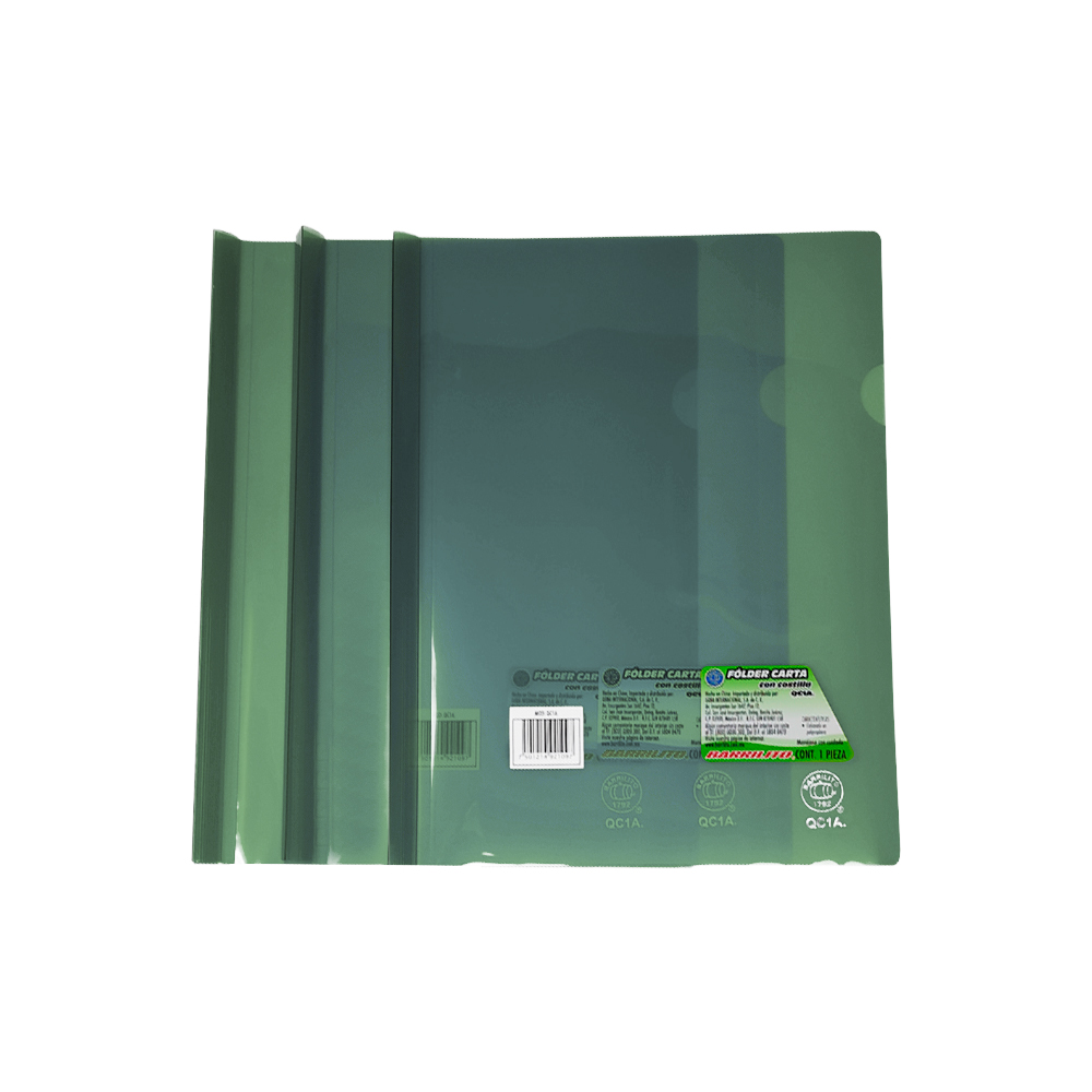 FOLDER TAMAÑO CARTA DE PLASTICO BARRILITO QC1V VERDE CON COSTILLA - Image 3