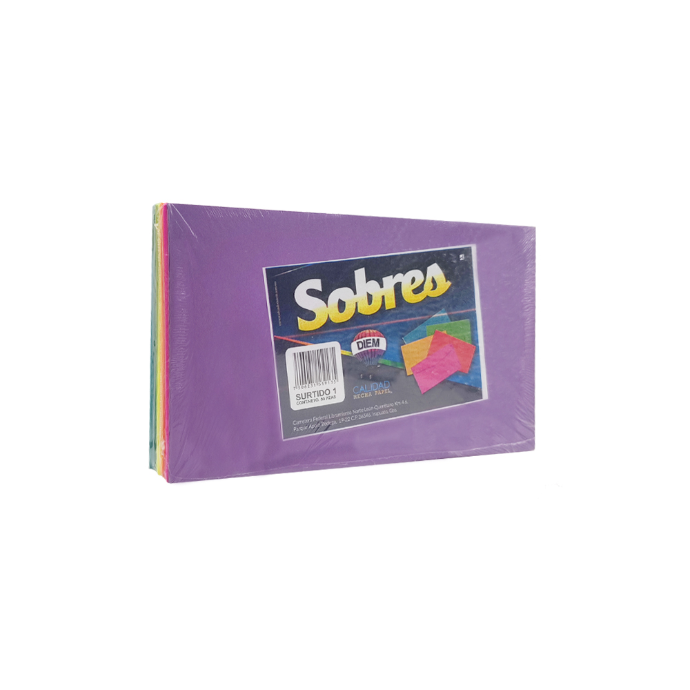 SOBRE DIEM BRIGHTS SURTIDO TAMAÑO CARTA 90 GRAMOS 9X16 CENTÍMETROS ENGOMADO PAQUETE CON 50 PIEZAS - Image 2
