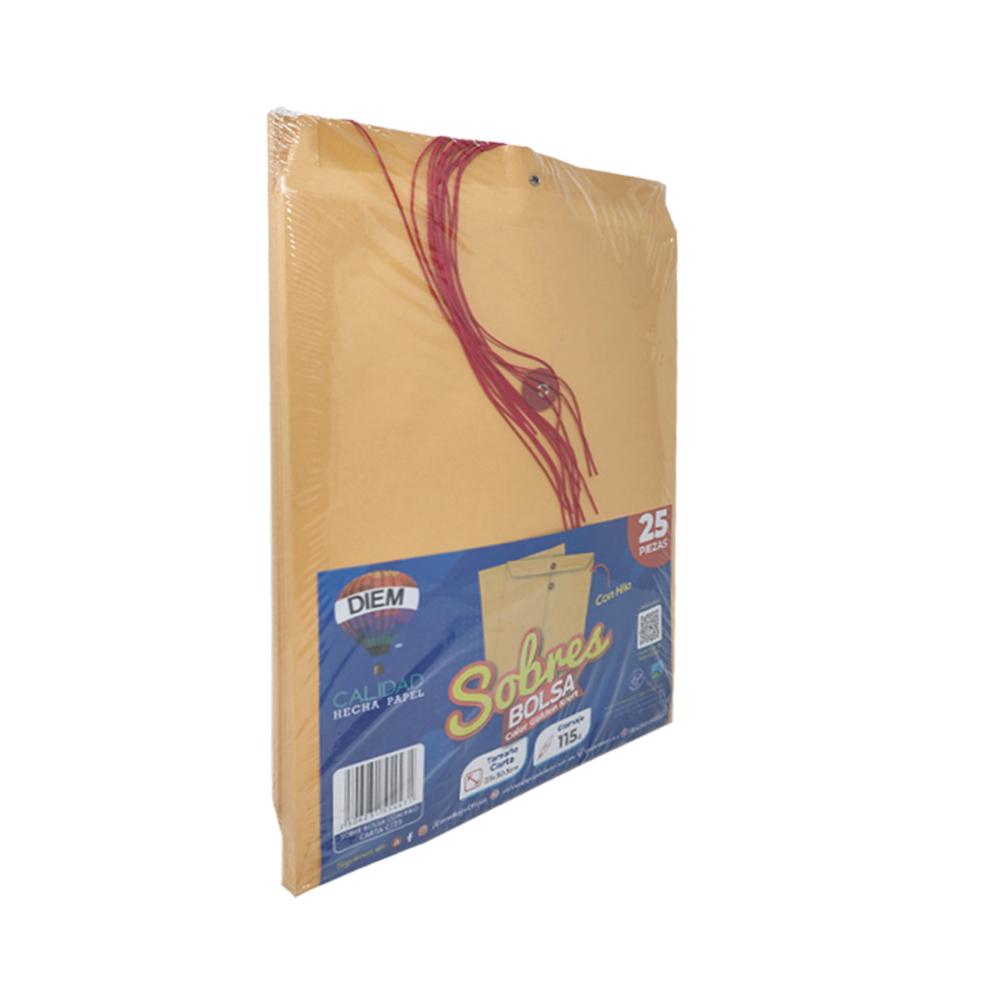 SOBRE DE PAPEL KRAFT DIEM PAQUETE CON 25 PIEZAS GOLDEN TAMAÑO CARTA CON RONDANA - Image 2