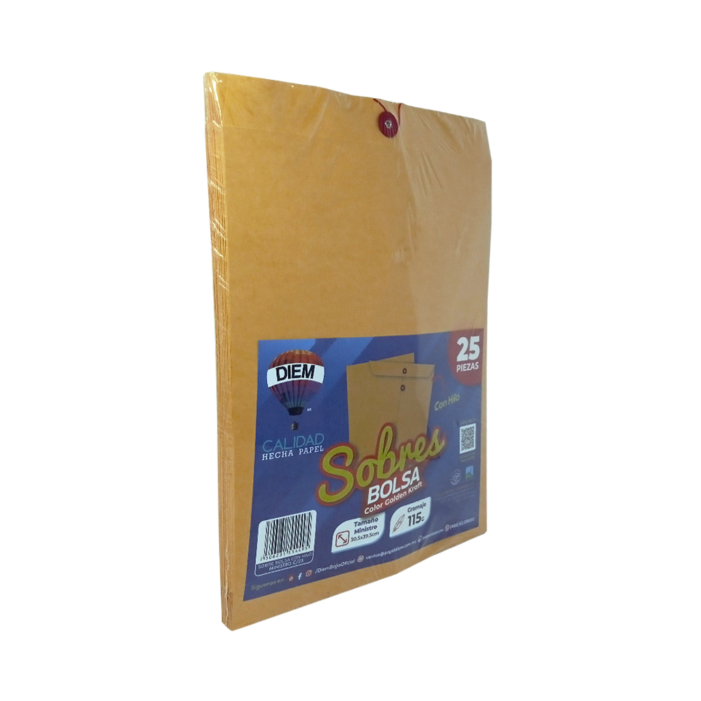 SOBRE DIEM BOLSA TAMAÑO MINISTRO LEGAL 115 GRAMOS 30.50X39.50 CENTIMETROS HILO PAQUETE 25 PIEZAS - Image 2