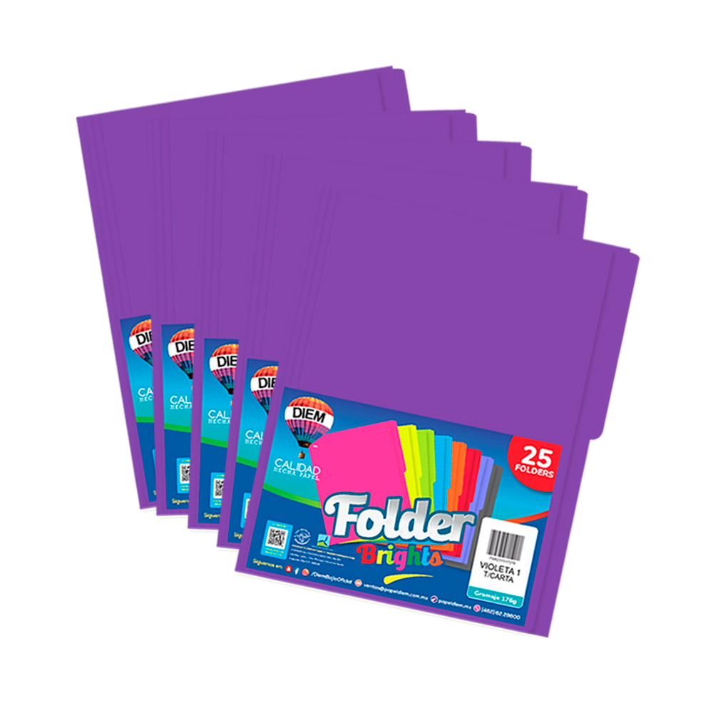 FOLDER TAMAÑO CARTA DIEM BRIGHTS VIOLETA 001 PAQUETE CON 25 PIEZAS - Image 2