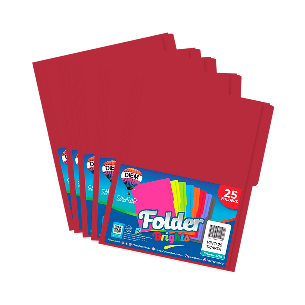 FOLDER TAMAÑO CARTA DIEM BRIGHTS VINO 025 PAQUETE CON 25 PIEZAS - Image 2